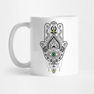 Hamsa with Green Eye Mug